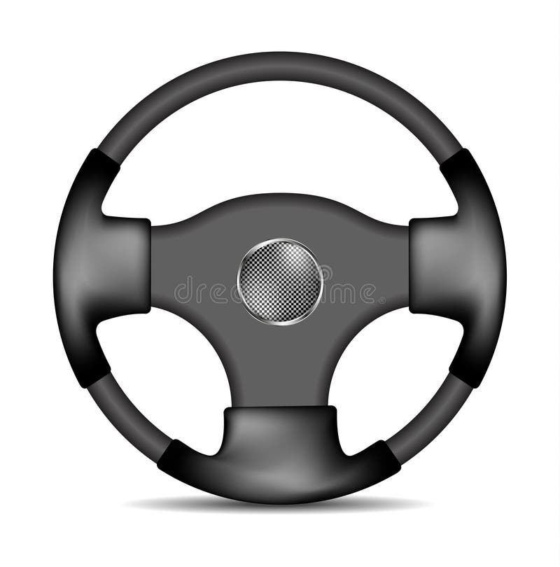 Steering wheel in black and white design on white background. Steering wheel in black and white design on white background