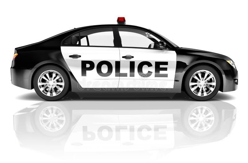 3D Black Police Car on White. 3D Black Police Car on White.