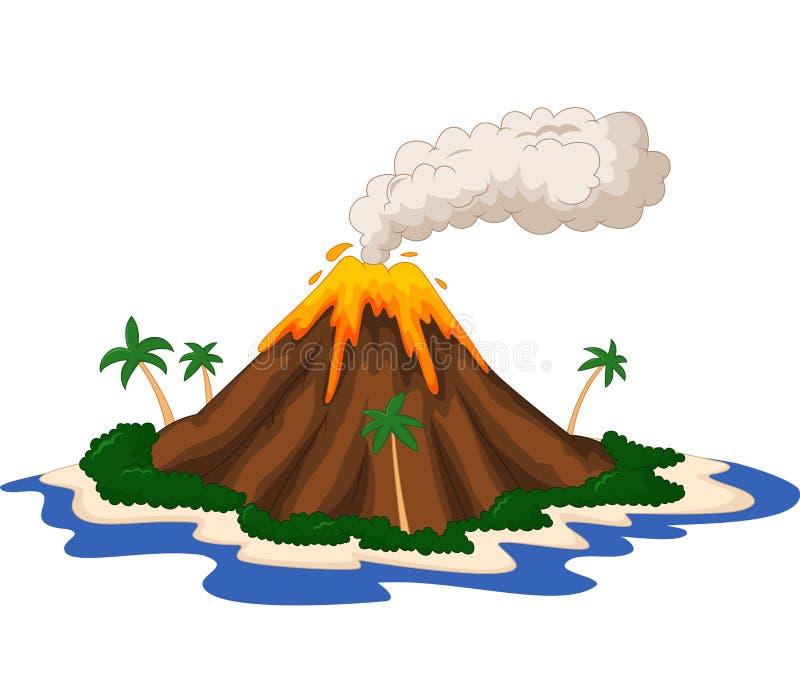 Volcanic island cartoon stock vector. Illustration of lava - 45750121