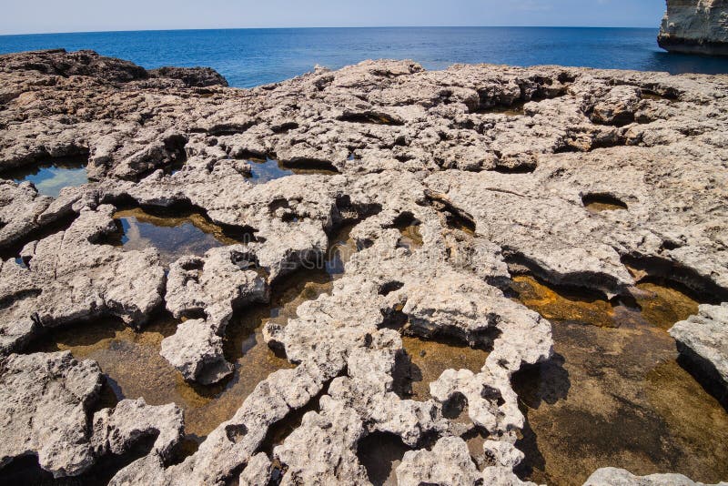 Volcanic Rock Coast in the Azure Window Stock Image Image of salt