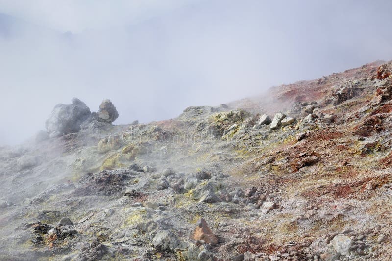 Volcanic steam of sulfur stock photos Volcanic steam of sulfur stock photos