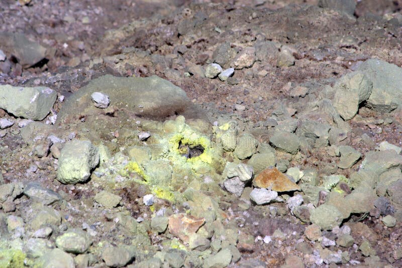 Volcanic sulphur deposits stock photo. Image of rocks 17216464