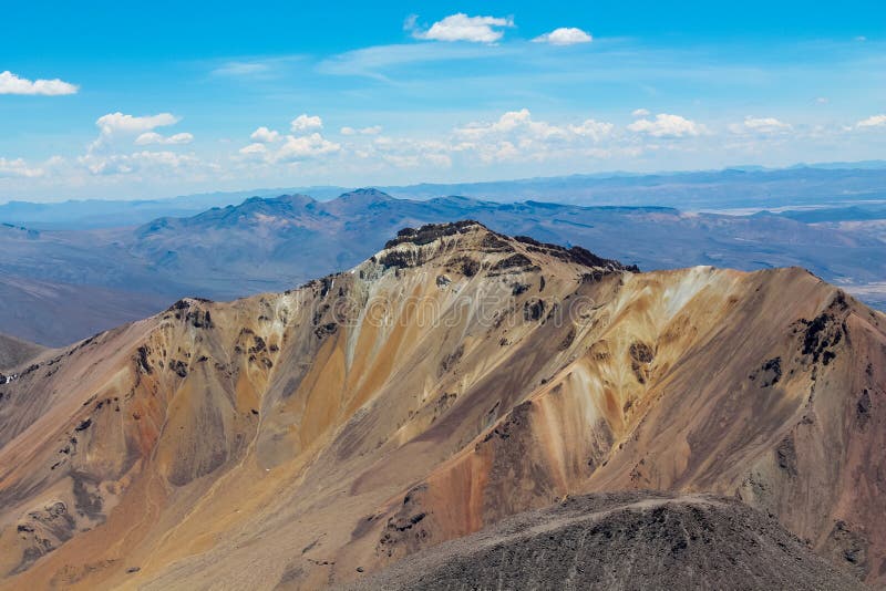 Volcano Chachani 6000 m summit in Peru desert high mountains of Altiplano