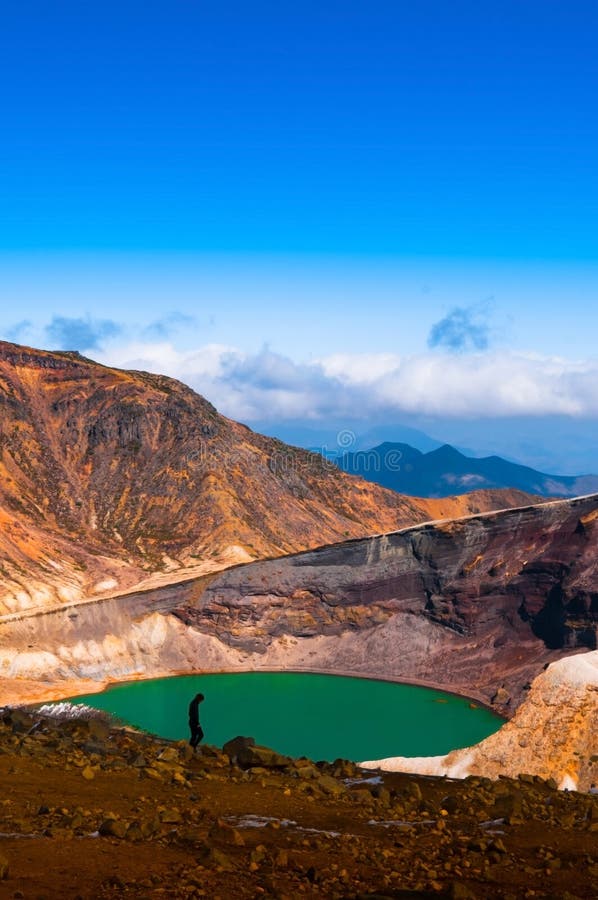 Volcano Crater lake of Mount Zao, Japan stock photos Volcano Crater lake of Mount Zao, Japan stock photos