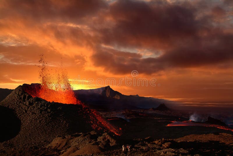 Erupce sopky na ostrově Réunion.