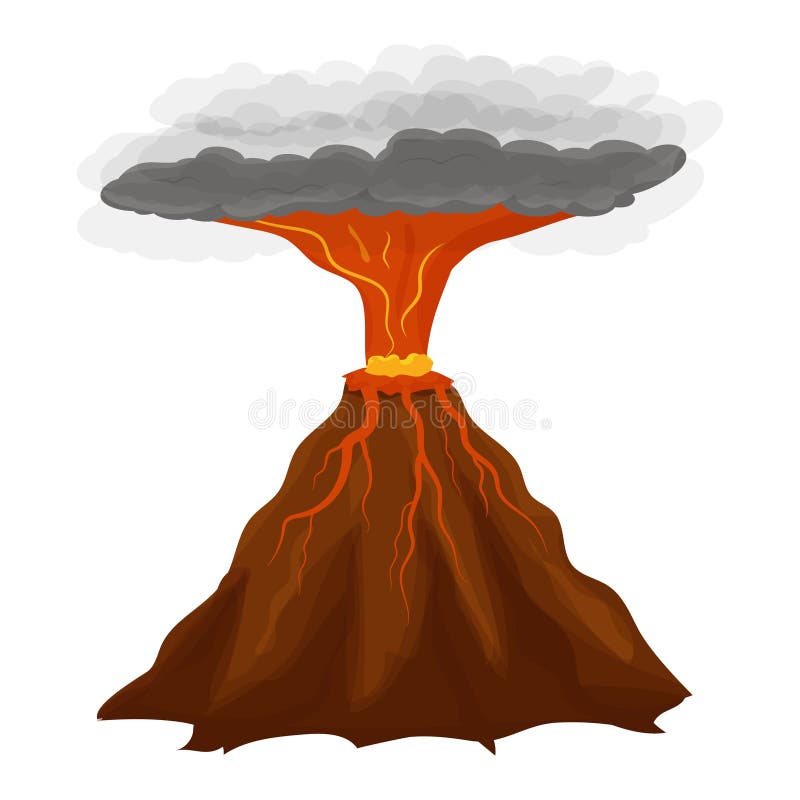 Volcano Eruption in Cartoon Style Isolated on White Background Stock Vector  Illustration. Active Mountain, Explosion Stock Vector - Illustration of  mantle, flow: 212014462