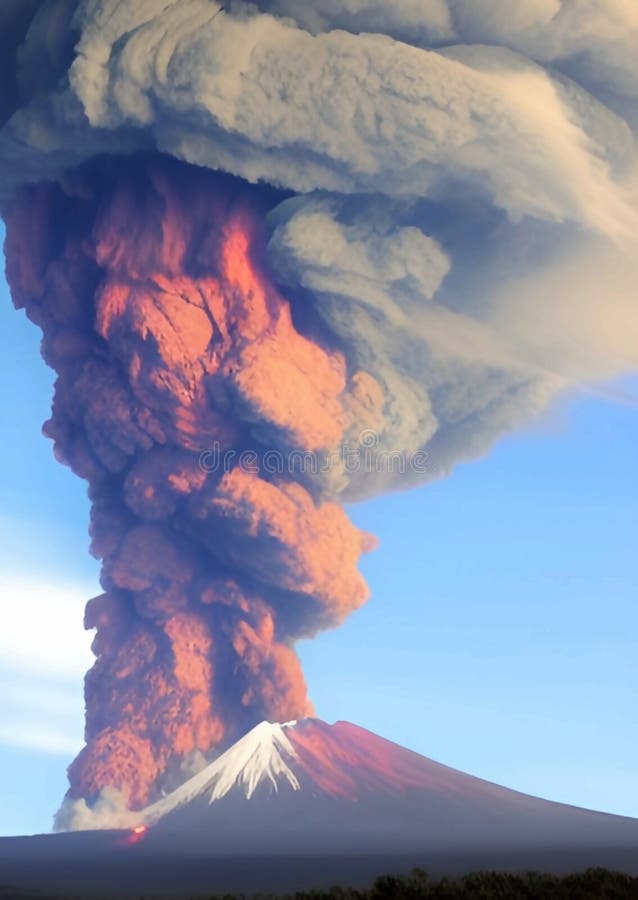 Volcano Eruption in the Mountains Stock Illustration Illustration of