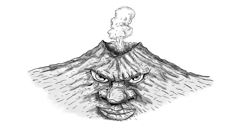 Volcano Man Fuming Erupting Drawing