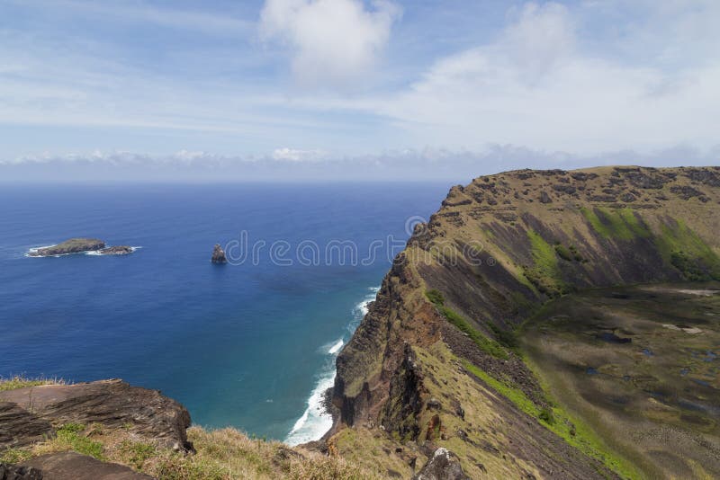 Volcano Rano Kau på Rapa Nui, påskö royaltyfria foton Volcano Rano Kau på Rapa Nui, påskö royaltyfria foton