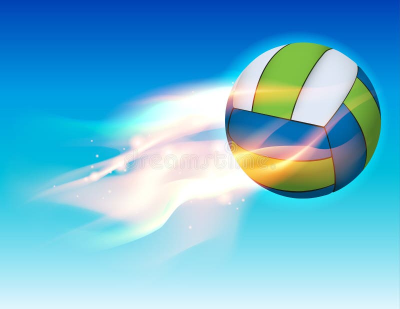 Voleibol flamejante de voo na ilustração do céu ilustração do vetor Voleibol flamejante de voo na ilustração do céu ilustração do vetor