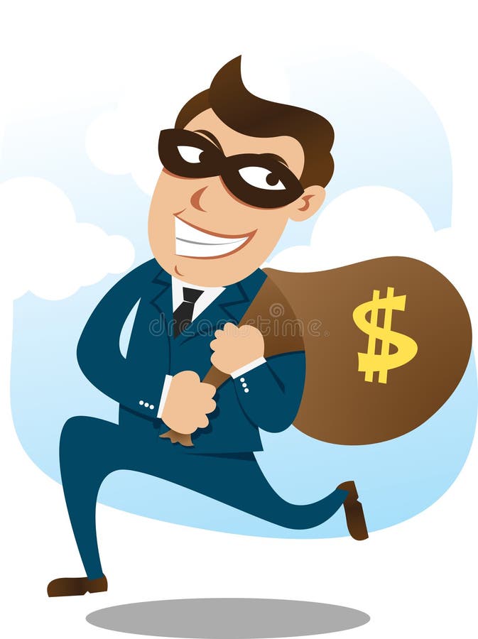 Robber carrying a bag of money. Robber carrying a bag of money