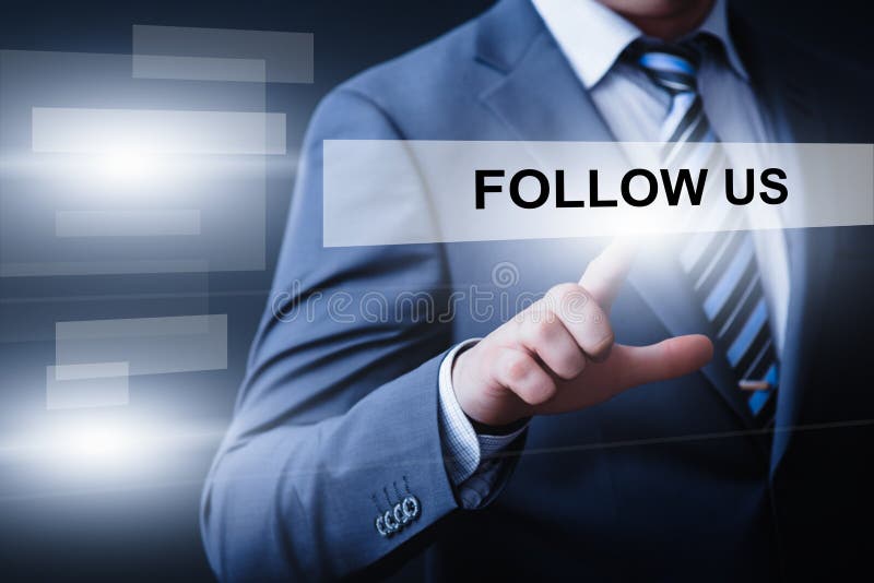 Volg ons het Sociale Media Aanhangers Online Marketing Commerciële Concept van Internet stock afbeelding Volg ons het Sociale Media Aanhangers Online Marketing Commerciële Concept van Internet stock afbeelding