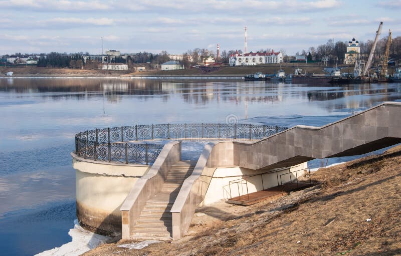 The dam on the Volga stock image. Image of spring, river 31080839