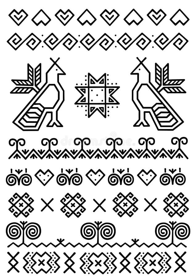 Folk traditional Slovak ornaments from Cicmany village. Isolated pattern. Folk traditional Slovak ornaments from Cicmany village. Isolated pattern.