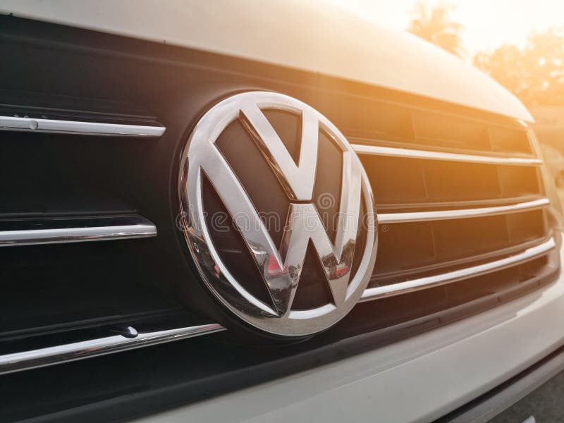The Volkswagen Logo on the Front of the Car Editorial Photo