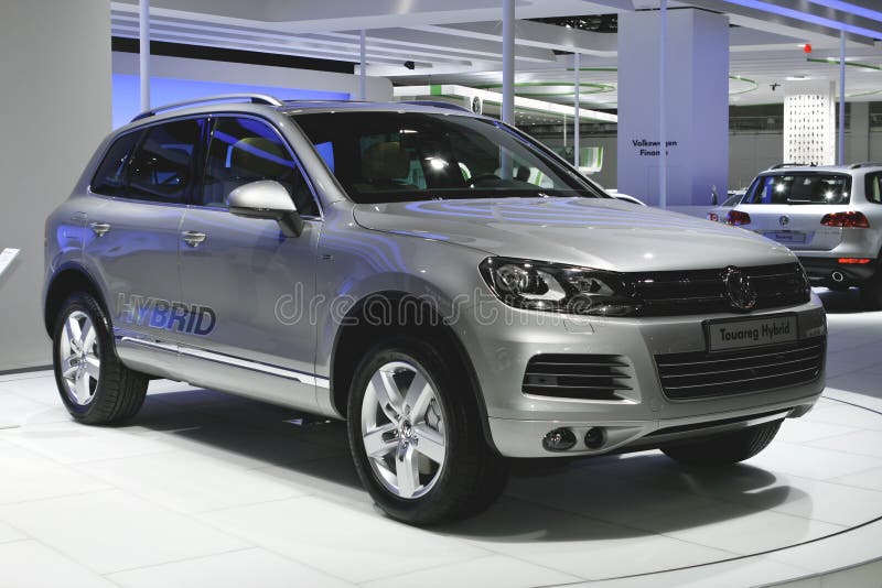 Volkswagen Touareg Hybrid at the Moscow International Automobile Salon (MIAS-2010) August 25 - September 5. Black robots stock images, royalty-free photos and pictures