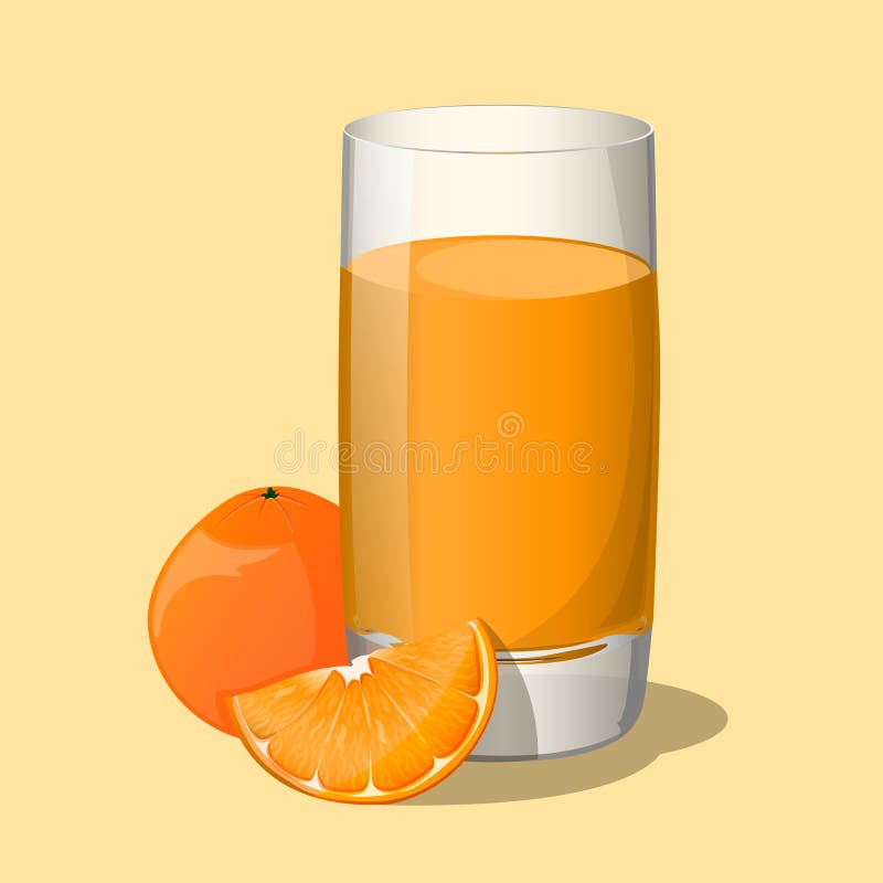 Volledig glas jus d'orange op lichte achtergrond. vector illustratie Volledig glas jus d'orange op lichte achtergrond. vector illustratie