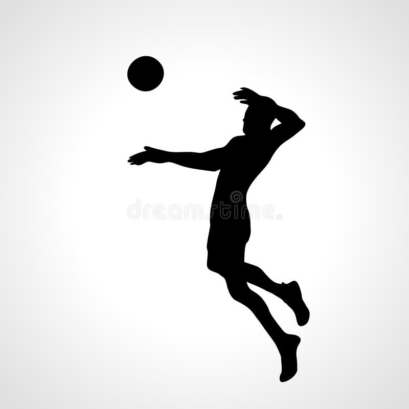 Volleyball Attacker Player Silhouette Stock Vector - Illustration of ...