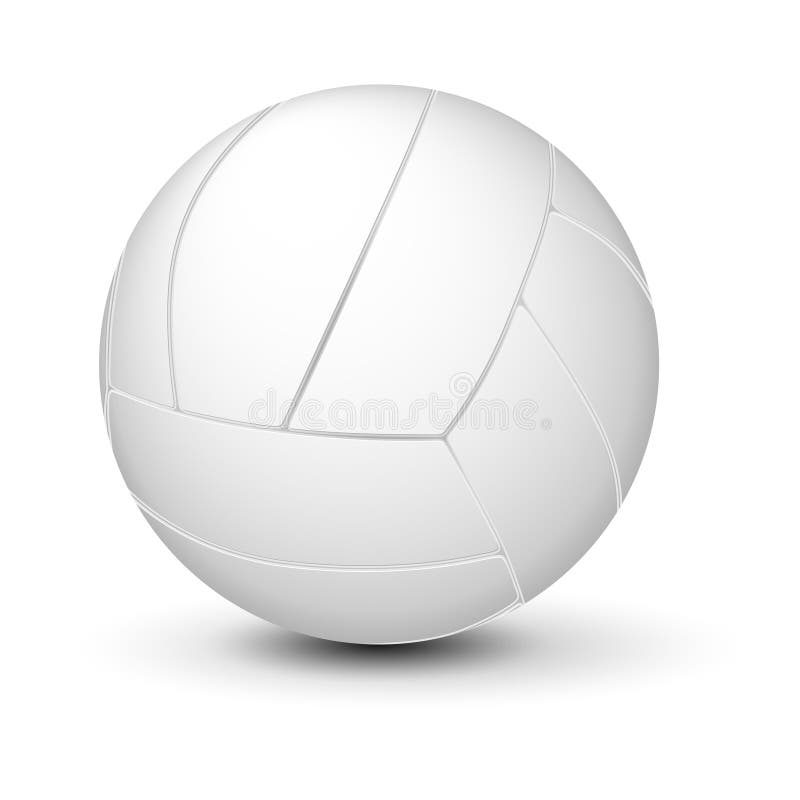 Volleyball Ball with Shadow on White Background Stock Vector