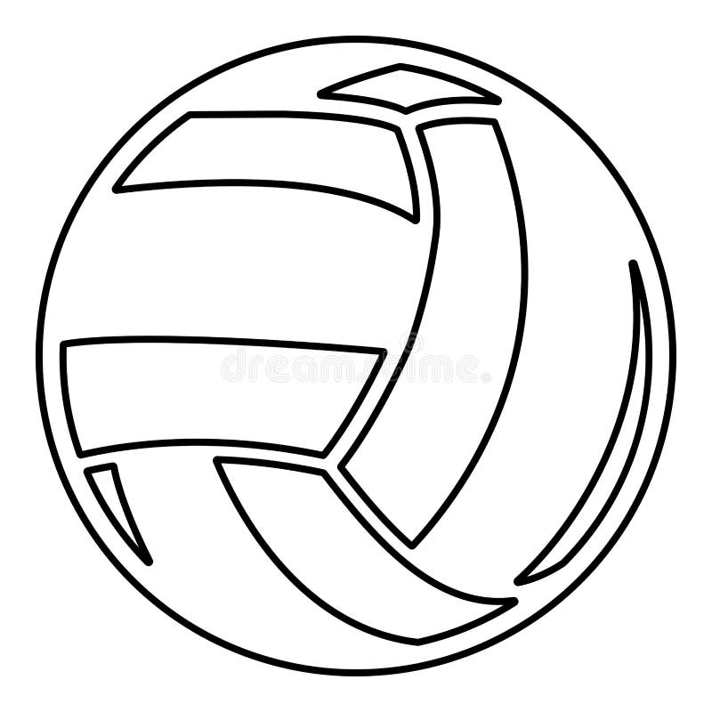 Volleyball Ball Sport Equipment Contour Outline Icon Black Color Vector ...