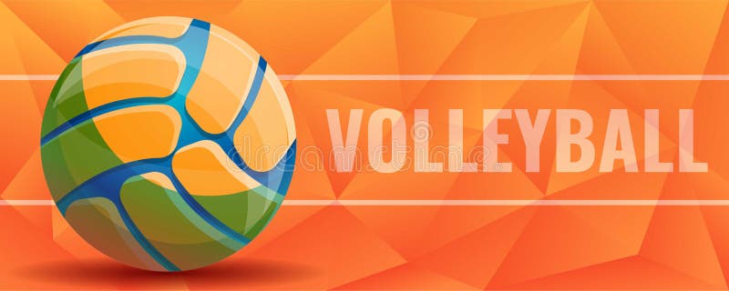 Volleyball Concept Banner, Cartoon Style Stock Vector - Illustration of ...