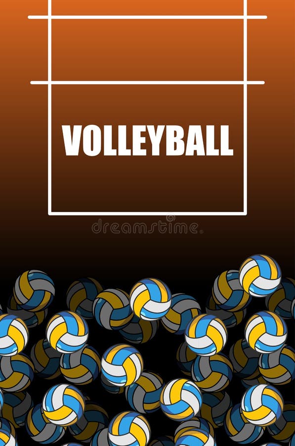 Volleyball Field and Ball. Lot of Balls. Volleyball Background. Stock ...