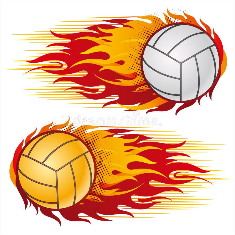 Volleyball with flames stock vector. Illustration of energy 15754049
