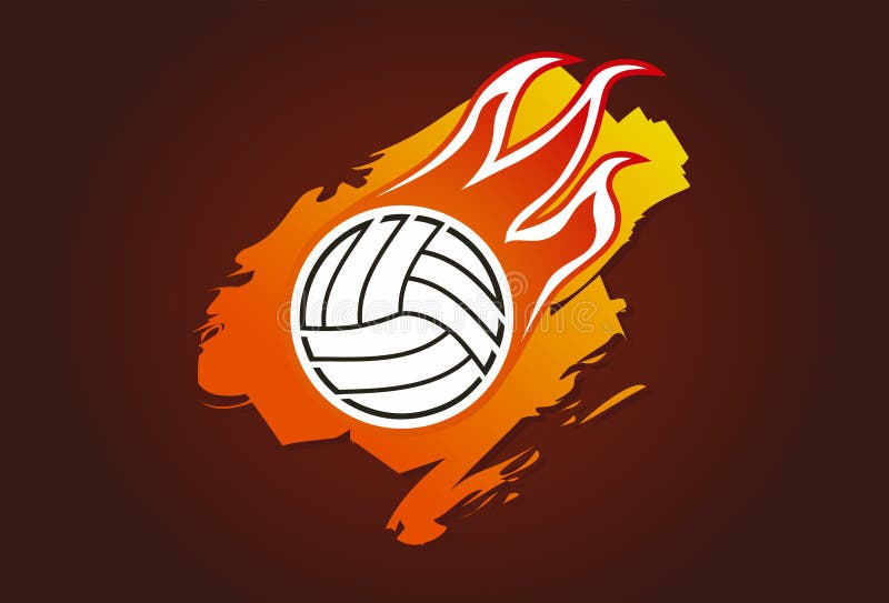 Volleyball with flames stock illustration. Image of volley 4711315