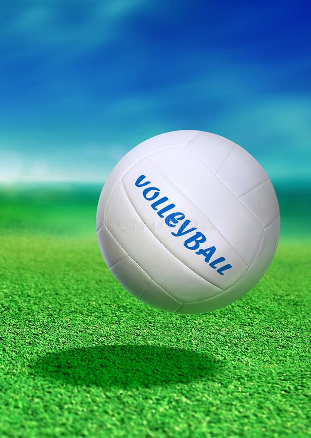 Volleyball on green ground stock photo. Image of sphere 18762182