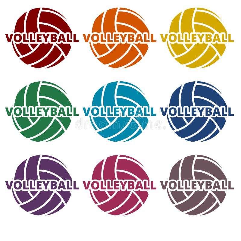 Volleyball icons set stock vector. Illustration of activity - 109954559