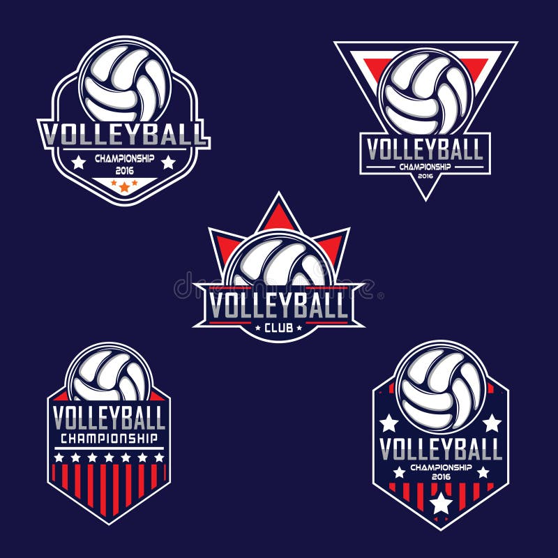 Volleyball Logo Templates Set. Volleyball Emblem, Logotype Template, T
