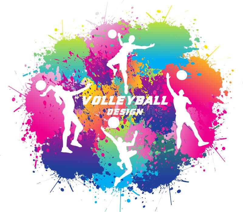 Volleyball Logo Design. Colorful Sport Background. Website Landing Page ...