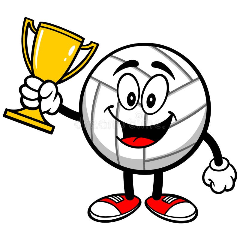 Volleyball Mascot with a Trophy Stock Vector Illustration of sphere