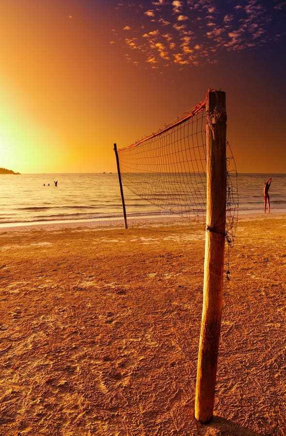 Volleyball net on the tropical beach, Chang island, Thailand