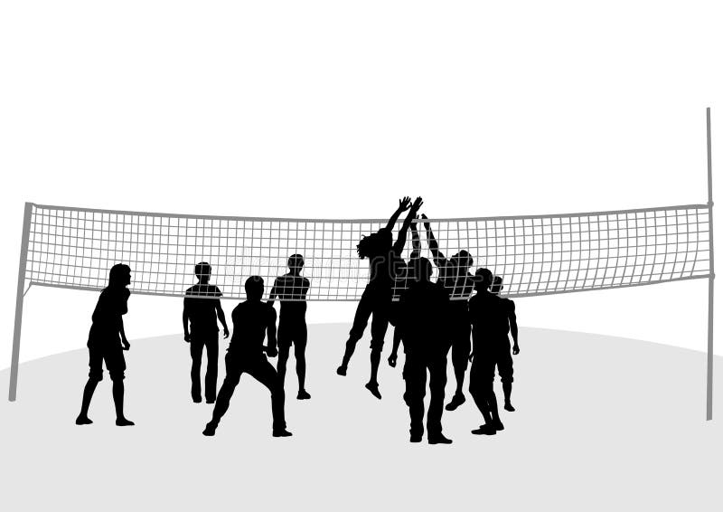 Volleyball Game Silhouette 2 Stock Illustration - Illustration of ...