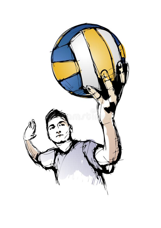 Girls Playing Volleyball Sketch Illustration Stock Vector ...