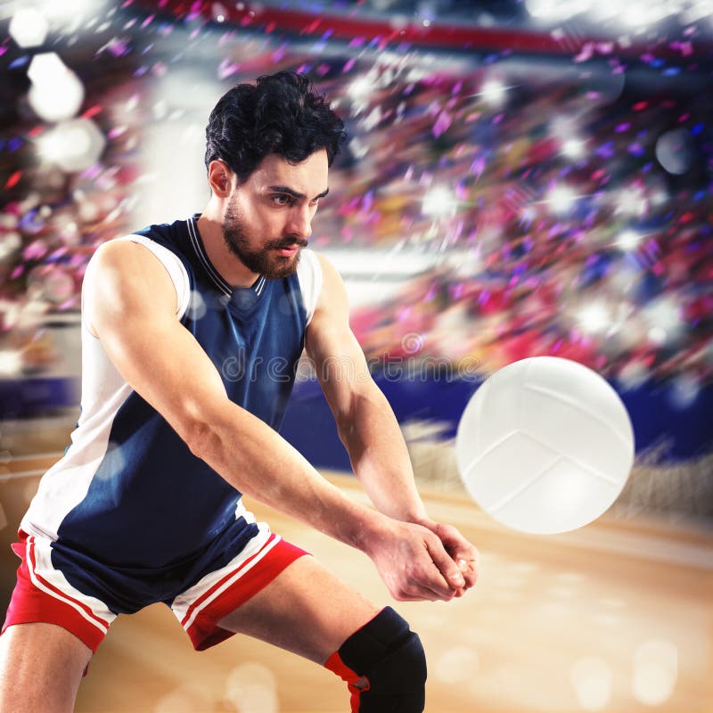 Volleyball Player Hits the Ball Stock Photo Image of game, fitness