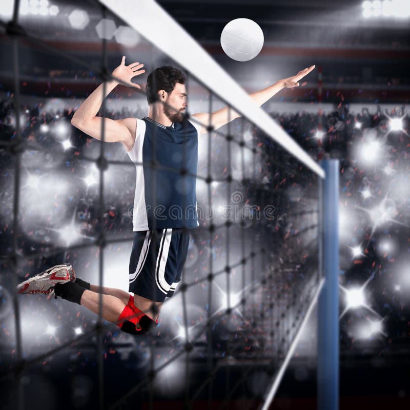 Volleyball Player Hits the Ball Stock Image Image of competition