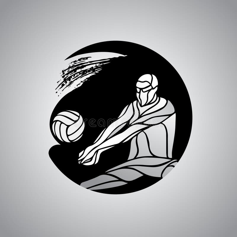 Volleyball Player Receive Ball Silhouette Logo Icon Stock Vector ...