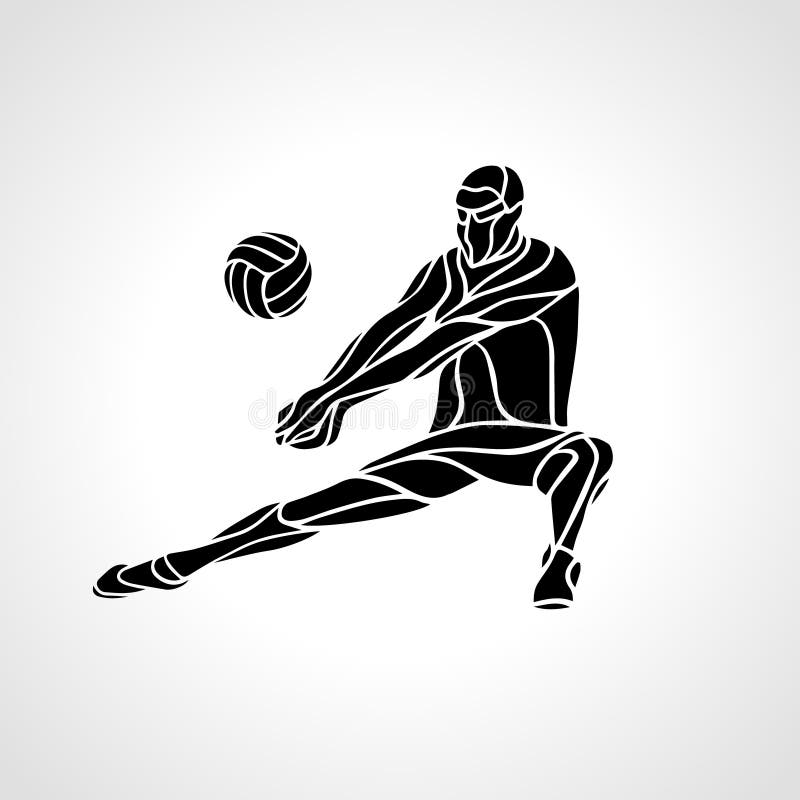 Download Volleyball Player Receive Ball Silhouette Stock Vector ...