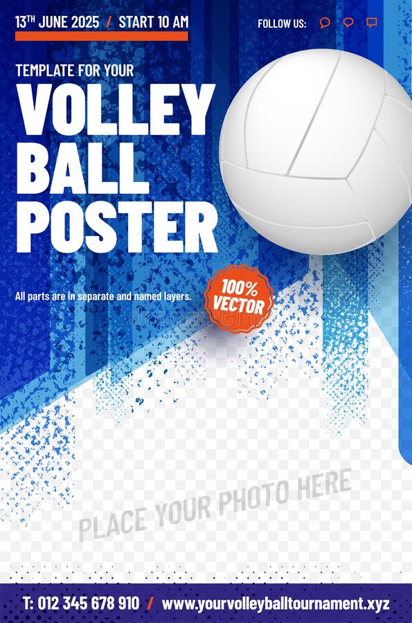 Volleyball Poster Template with Ball and Place for Your Photo Stock Vector  - Illustration of background, event: 253412386