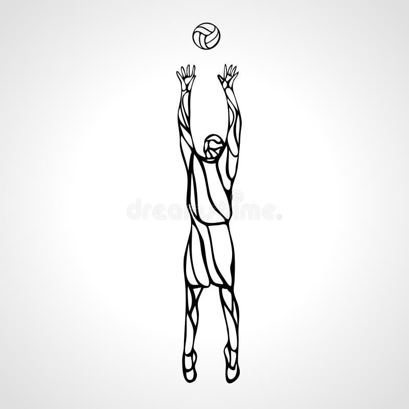Volleyball Setter Player Outline Silhouette, Vector Illustration Stock ...