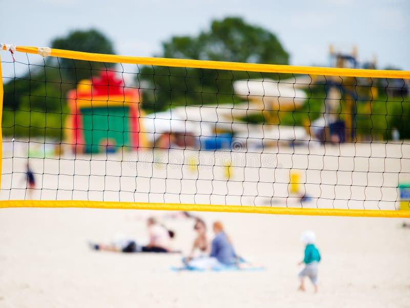 Volleyball summer sport. Net on a sandy beach