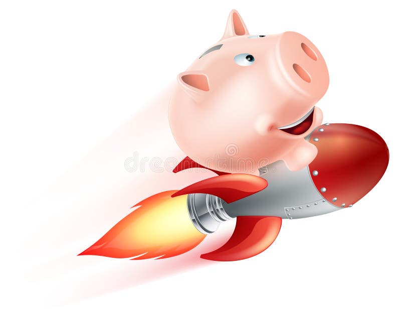 Volo Rocket Piggy Bank illustrazione di stock Volo Rocket Piggy Bank illustrazione di stock