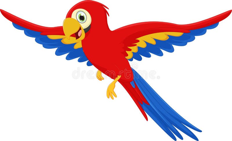 Vector illustration of cute macaw bird cartoon flying on white. Vector illustration of cute macaw bird cartoon flying on white