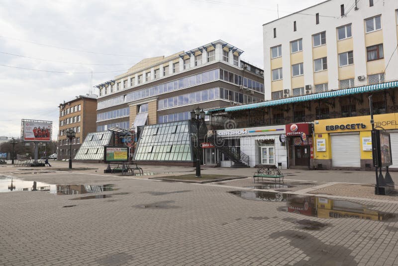 Office buildings on Blagoveshchenskaya Street in the city of Vol stock image Office buildings on Blagoveshchenskaya Street in the city of Vol stock image