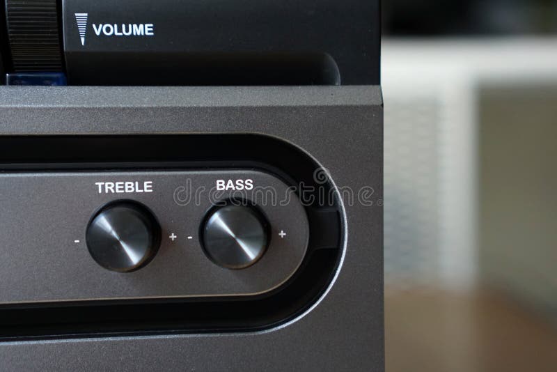 Volume, Bass and Treble Knobs on an Active Speaker Stock Image Image