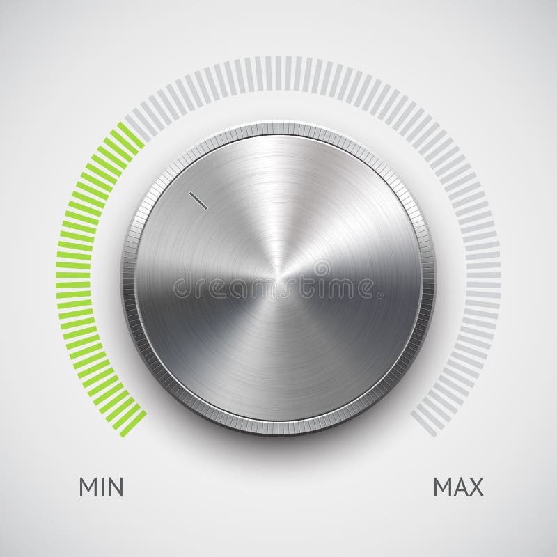 Volume button (knob) with metal texture (chrome) stock illustration