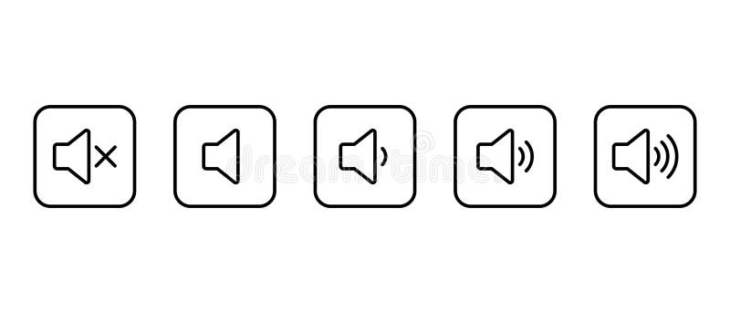 Volume level icon in square outline. Speaker with sound waves symbol royalty free illustration