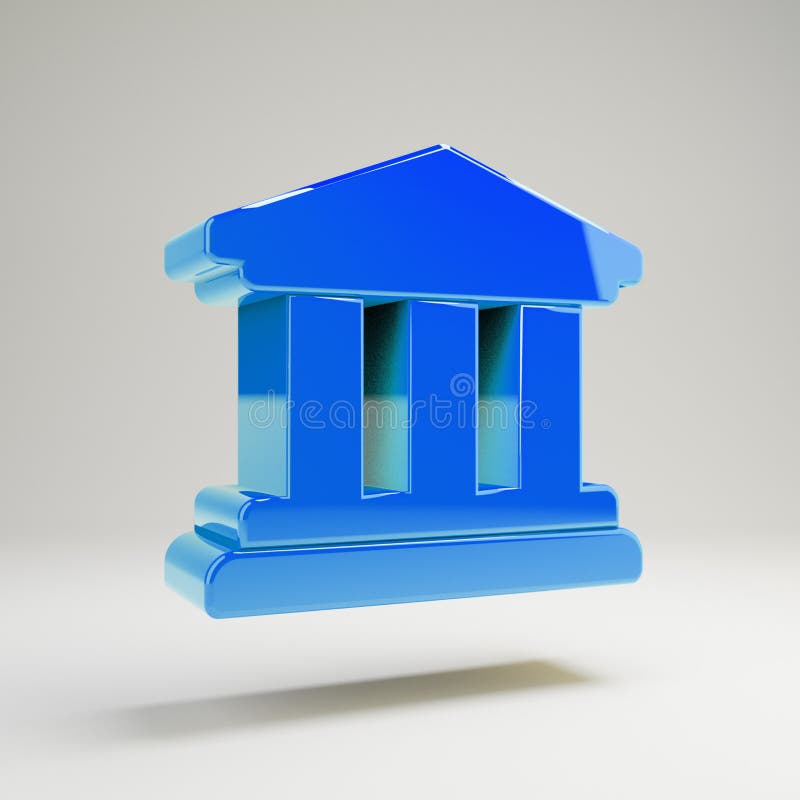 Volumetric glossy blue university icon isolated on white background royalty free illustration